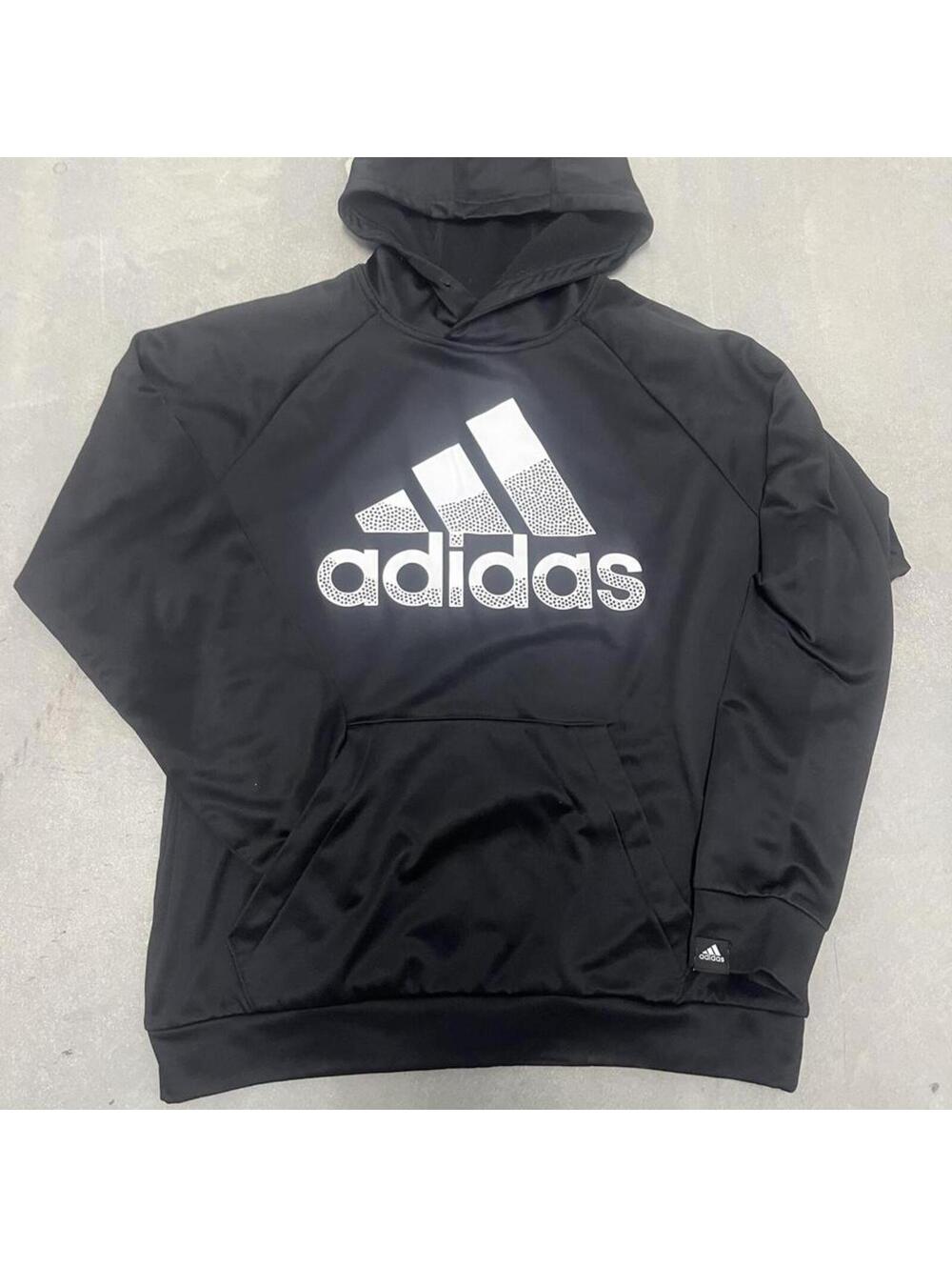 Adidas Hoodie Large Black Big Logo Training Athletic Sweatshirt Mens L